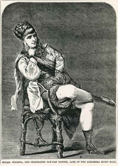 Mdlle Colonna, den hyllade can-can-dansaren, sent i Alhambra Music Hall, London av English School