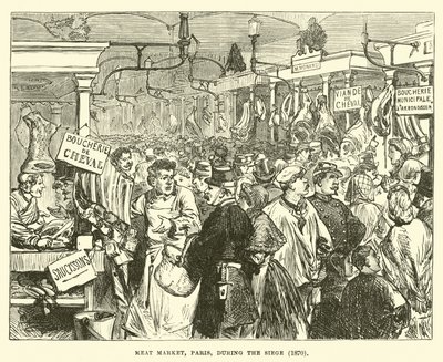 Köttmarknad, Paris, under belägringen, 1870 av English School