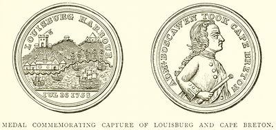 Medalj till minne av fångsten av Louisburg och Cape Breton av English School