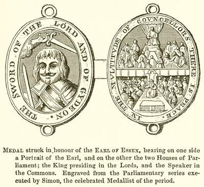 Medalj slagen för att hedra Earl of Essex av English School