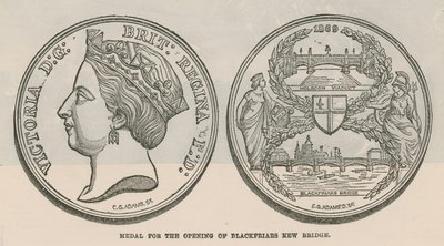 Medalj för öppningen av Blackfriars nya bro, London av English School