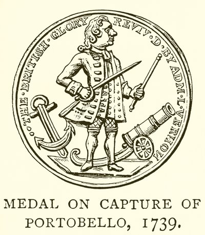 Medalj för tillfångatagandet av Portobello, 1739 av English School