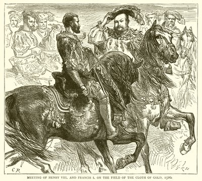 Möte mellan Henrik VIII och Frans I på gulddukens fält, 1520 av English School