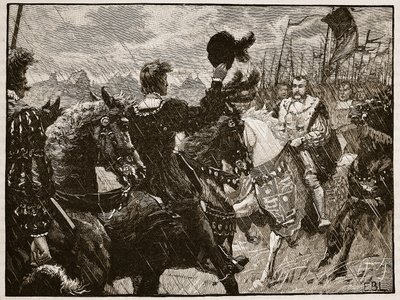 Möte mellan Henry och kejsaren Maximilian, illustration från Cassells Illustrated History of England (sepiafoto) av English School