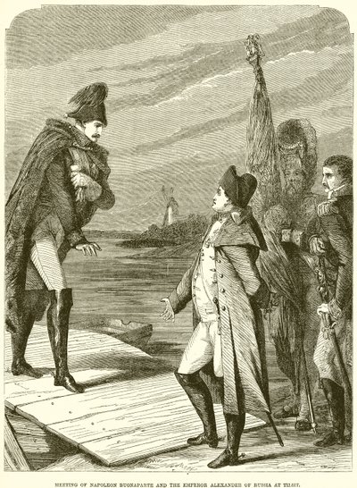 Möte mellan Nepoleon Buonaparte och kejsaren Alexander av Ryssland i Tilsit av English School