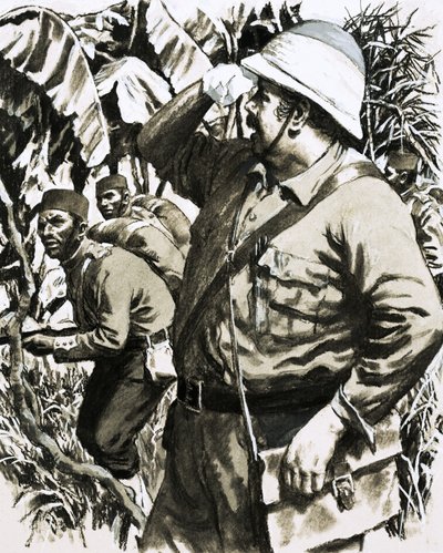 Melton Prior marscherar genom den burmesiska djungeln med det 11:e bengaliska infödda infanteriet av English School