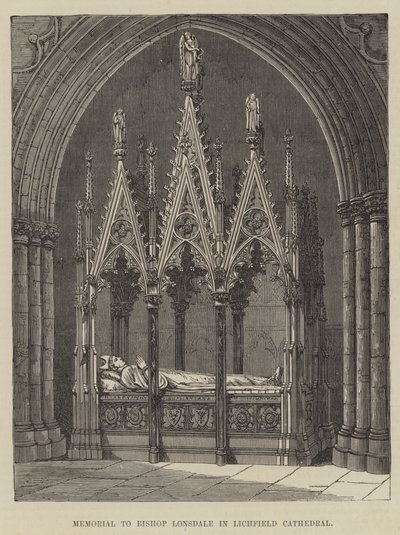 Minnesmärke till biskop Lonsdale i Lichfield Cathedral (gravyr) av English School
