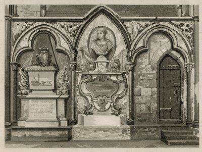 Minnesmärken och statyer i Westminster Abbey, London av English School