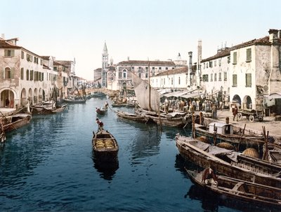 Fiskmarknad, Chioggia (handfärgat foto) av English School