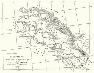 Mesopotamien med kungadömena Nineve och Babylon (gravyr) av English School