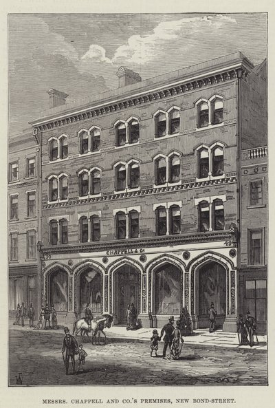 Messers Chappell och Companys lokaler, New Bond-Street (gravyr) av English School