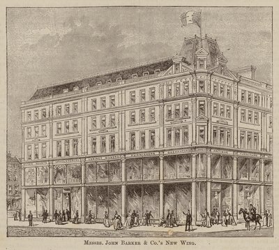 Messrs John Barker and Co, Drapers and General Warehousemen, Outfitters, Domestic Engineers, House Furnishers, and Purveyors, Kensington High Street, W (gravyr) av English School