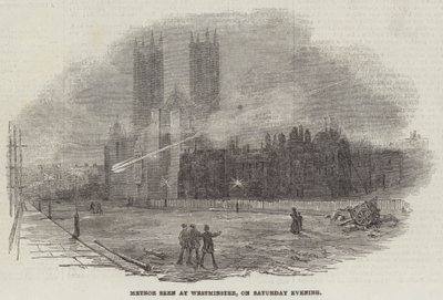 Meteor in Westminster, am Samstagabend gesehen (Gravur) von English School