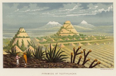Mexiko: Pyramiderna vid Teotihuacan (färg litho) av English School