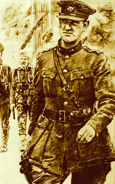 Michael Collins, ledare för rebellerna i påskupproret i Irland, 1916 av English School
