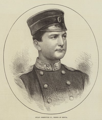 Milan Obrenovics IV, Prince of Servia (gravyr) av English School