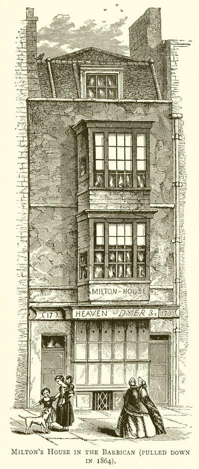 Miltons House in the Barbican (rivs 1864) av English School