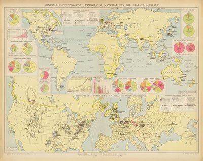 Mineralprodukter, kol, petroleum, naturgas, oljeskiffer och asfalt (färglitografi) av English School