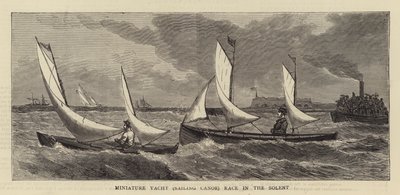 Miniatyryacht (segelkanot) Race in the Solent (gravyr) av English School