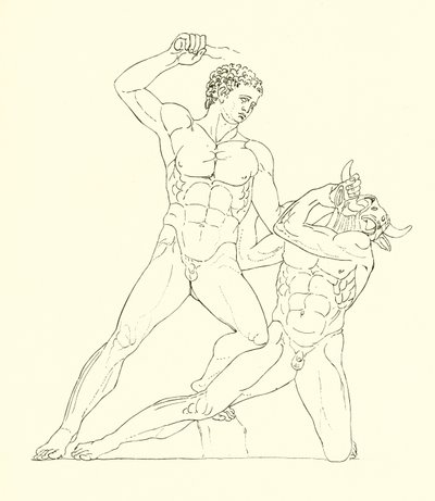 Minotaurus dödad av Theseus, Herkules vän av English School