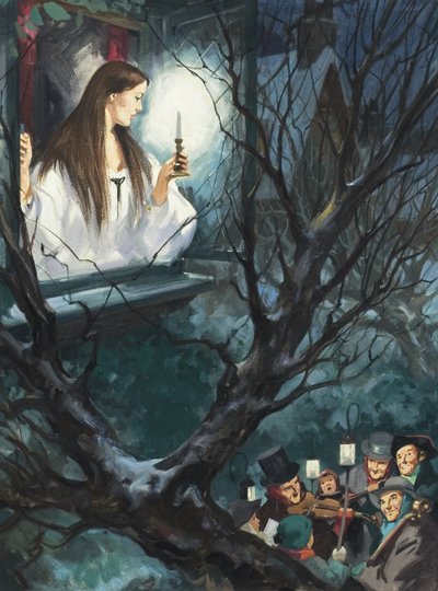 Miss Fancy, ur "Under the Greenwood Tree" av Thomas Hardy (1840-1928) (gouache på papper) av English School