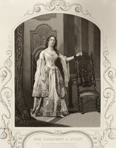 Fröken Vandenhoff som Julia, akt III Scen 1 av Romeo och Julia, från en daguerreotypi, pub. av John Tallis & Co. av English School