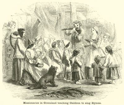 Missionärer på Grönland lär barn att sjunga psalmer av English School