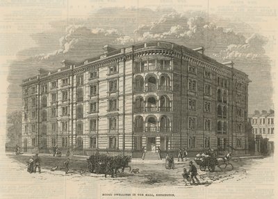 Modellbostad i köpcentret, Kensington, London av English School
