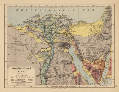 Moderna Egypten och Sinai (färglitografi) av English School