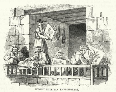 Moderna egyptiska broderare (gravyr) av English School