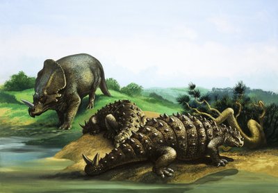 Monoclonius och Scolosaurus av English School