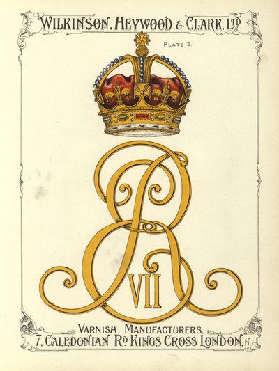 Monogram av kung Edward VII (chromolitho) av English School