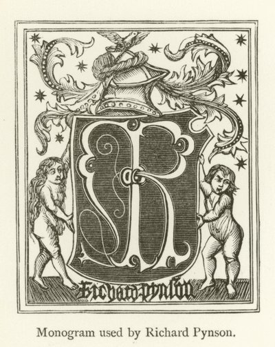 Monogram som används av Richard Pynson av English School