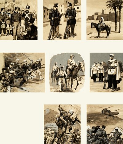 Montage av bilder relaterade till främlingslegionen av English School