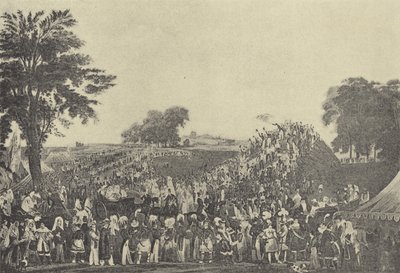 Montem-ceremoni vid Salt Hill, 1838 (gravyr) av English School