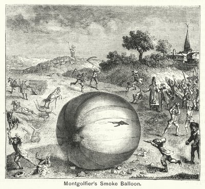 Montgolfiers rökballong (gravyr) av English School