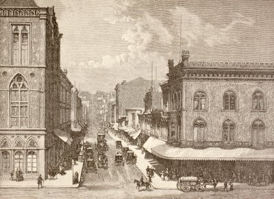 Montgomery Street, San Francisco på 1880-talet (litho) av English School