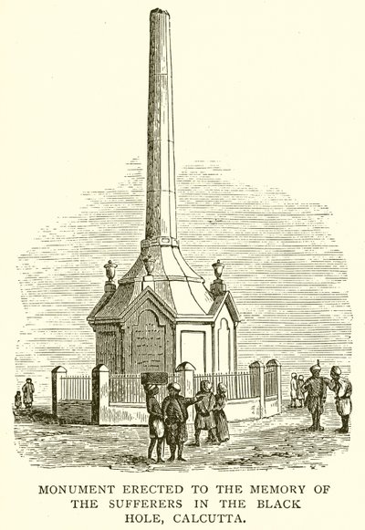 Monument uppfört till minnet av de lidande i det svarta hålet, Calcutta av English School