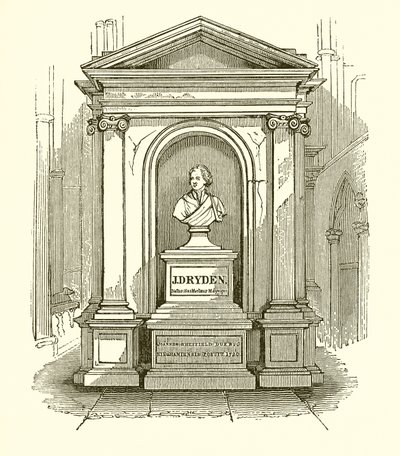 Monument av Dryden i Westminster Abbey av English School