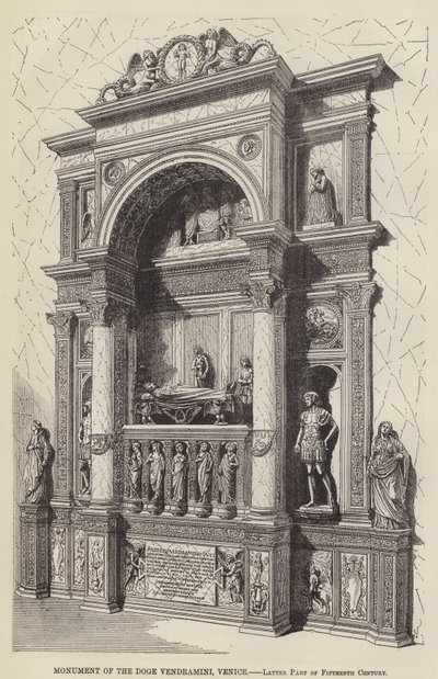 Monument över Doge Vendramini, Venedig, senare delen av femtonde århundradet (gravyr) av English School