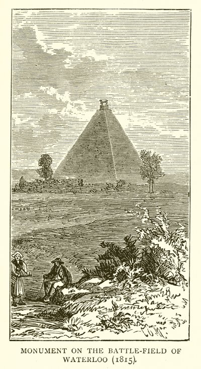 Monument på slagfältet vid Waterloo (1815) av English School