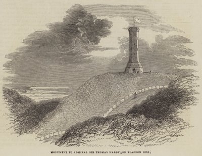 Monument till amiral Sir Thomas Hardy, på Blagdon Hill (gravyr) av English School