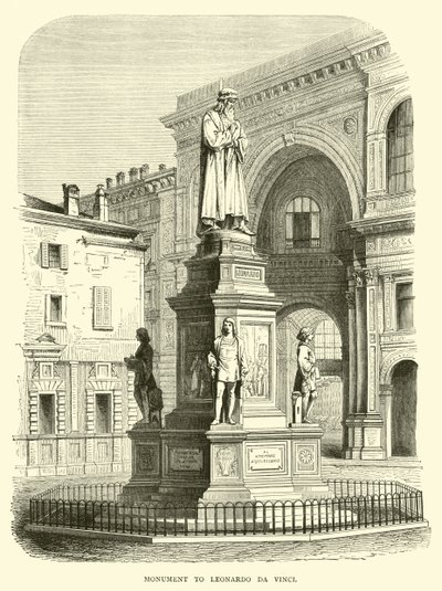 Monument till Leonardo da Vinci av English School