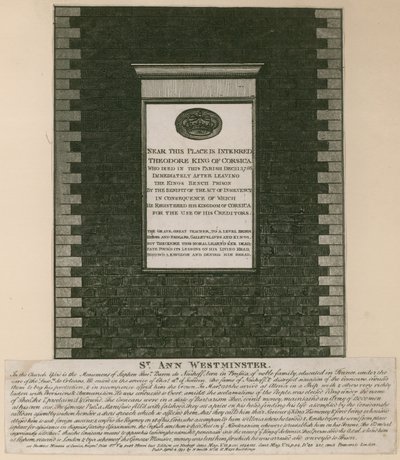 Monument till Theodore, kung av Korsika av English School