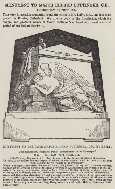 Monument till framlidne major Eldred Pottinger, CB, av Baily (gravyr) av English School