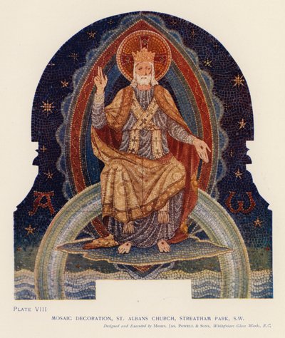 Mosaikdekoration, St Albans Church, Streatham Park, London (färg litho) av English School