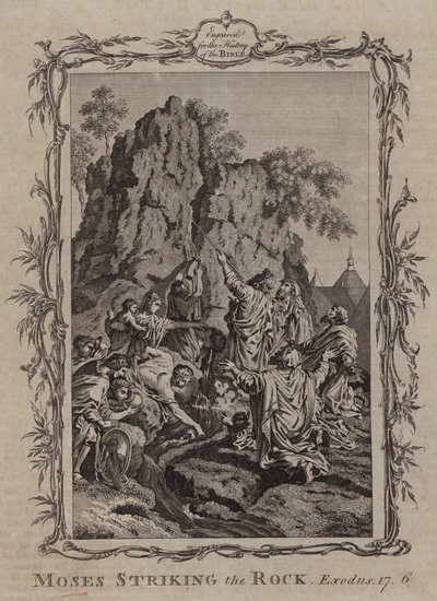 Moses slår på klippan (gravyr) av English School