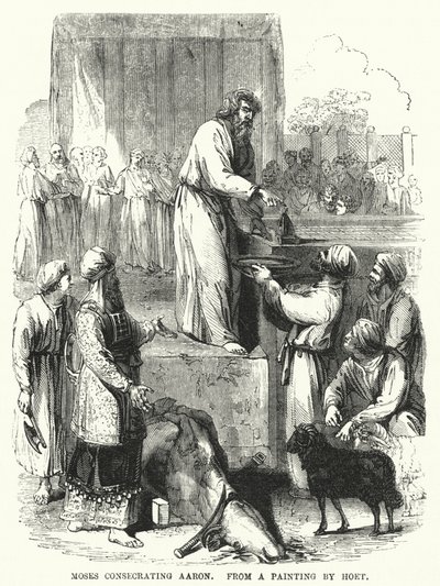 Moses helgar Aron, från en målning av Hoet (gravyr) av English School
