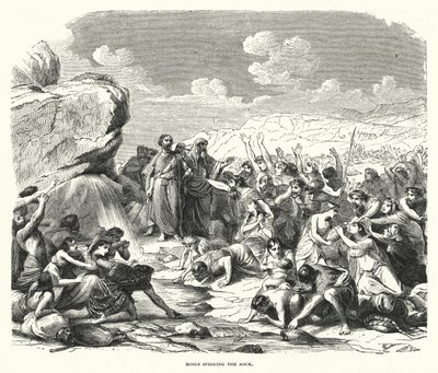 Moses slår klippan (gravyr) av English School