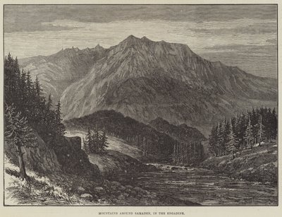 Berg runt Samaden, i Engadin (gravyr) av English School